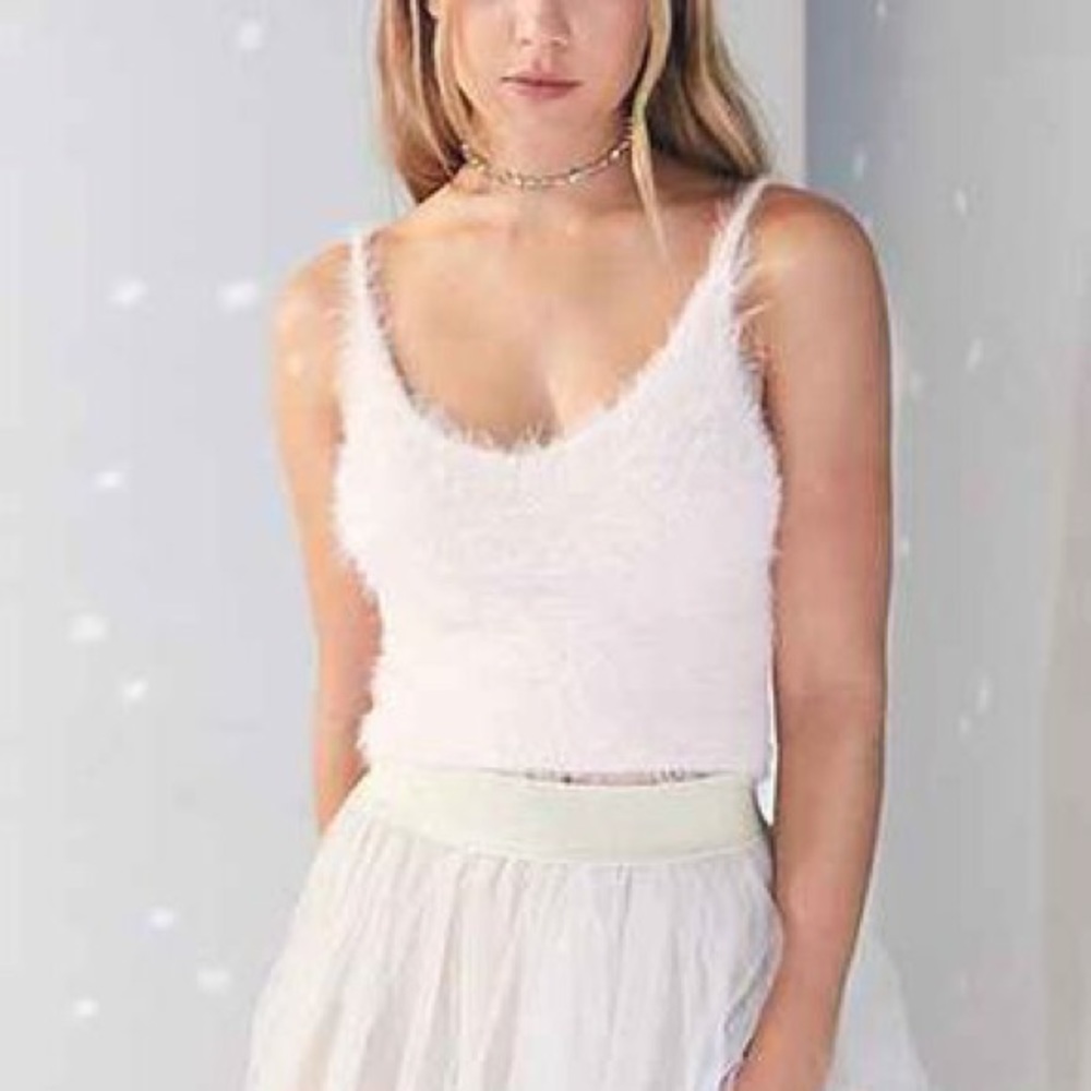 UO Pink Fuzzy Y2K Top